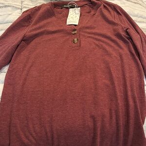 Just Living Women's Burgundy Long Sleeve Top